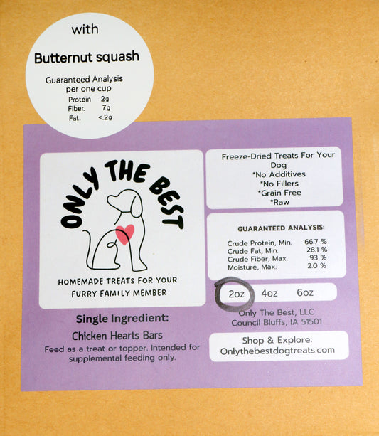 Chicken Heart Bars with Butternut Squash